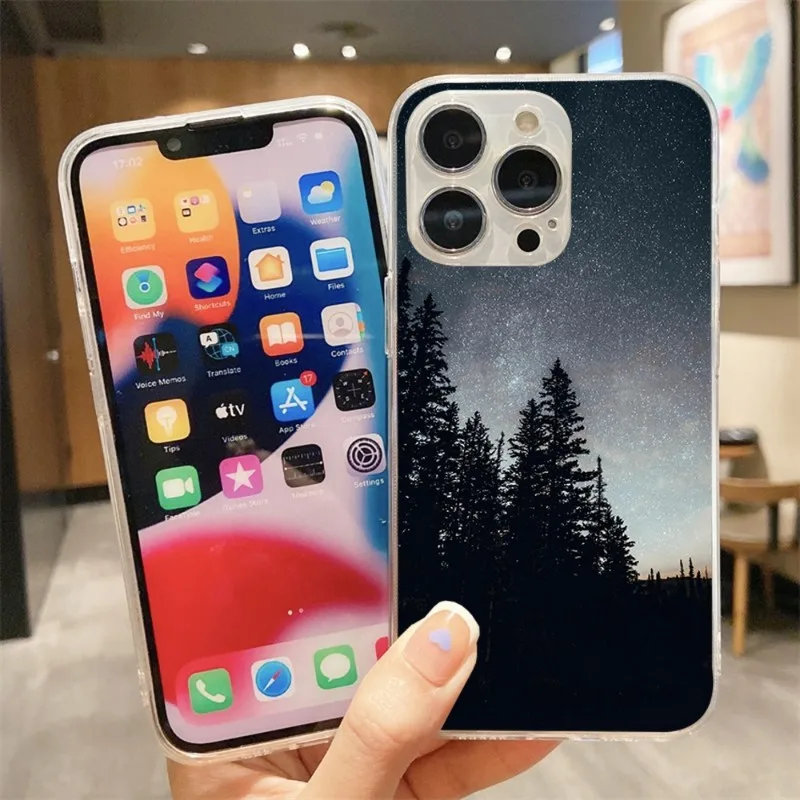 

Чехол для телефона Galaxy со звездным небом для IPhone 14 13 12 11 XS X 8 7 6 Plus Mini Pro Max SE 2022, мягкий прозрачный чехол для телефона