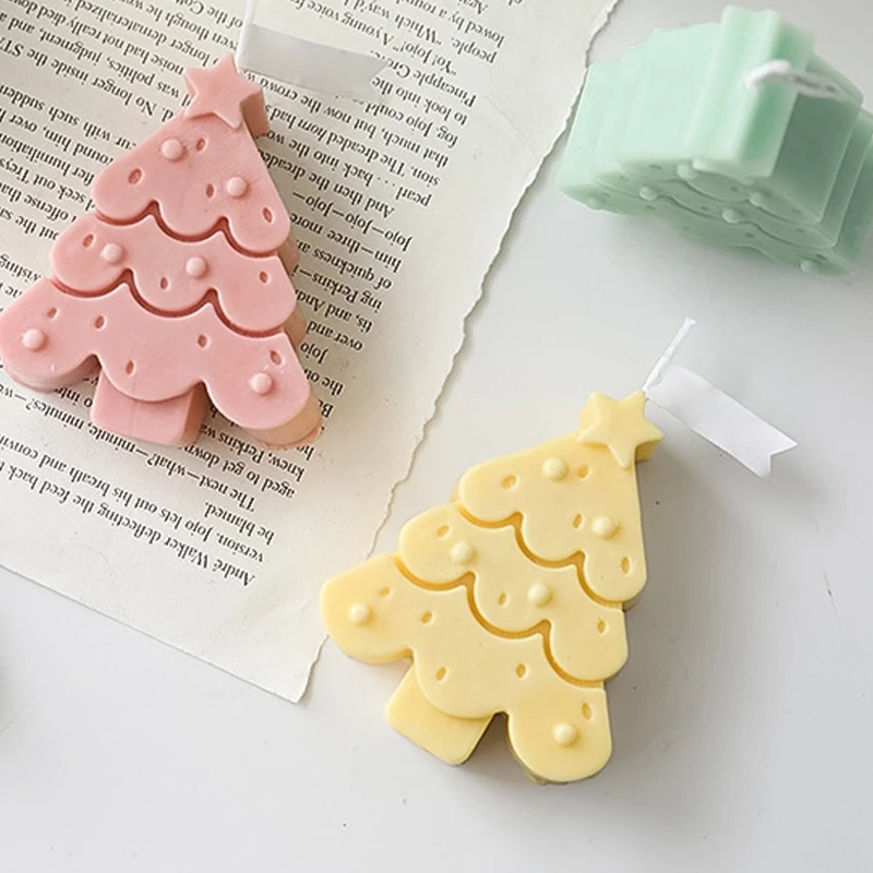 

Handmade Cartoon Christmas Tree Scented Candles Scene Decoration Shooting Props Paraffin Wax Aromatherapy Incense Candle