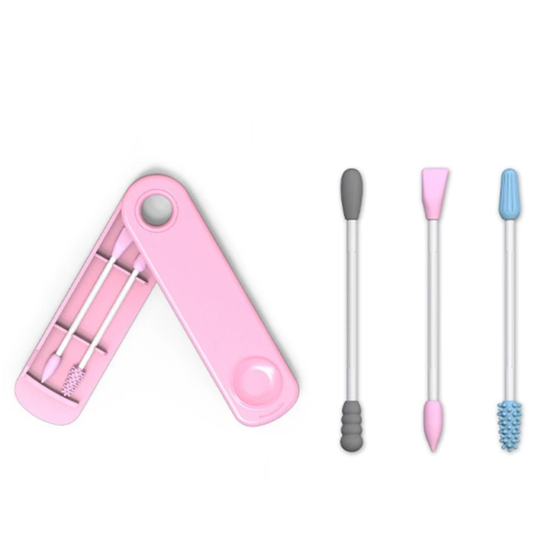 

Silicone Cotton Swabs Ear Cleaning Sticks Double Head Ear Cleaner Reusable Makeup Cotton Swabs Ear Wax Removal Tool 2PCS/box