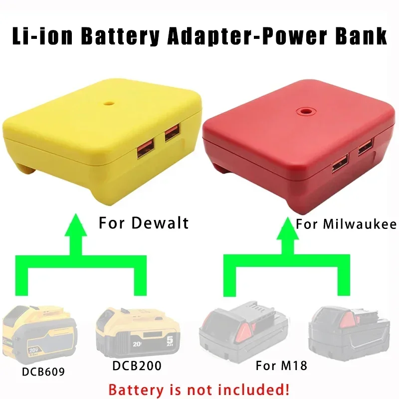 Разъем-адаптер Dual USB Power Bank Зарядное устройство для мобильного телефона DeWalt Milwaukee