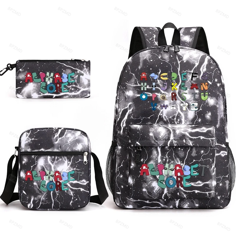 Anime Alphabey Lore Print Backpack for Boys Girls Student School Bag Multifunctional Causal Large Capacity Rucksack Kid Gift