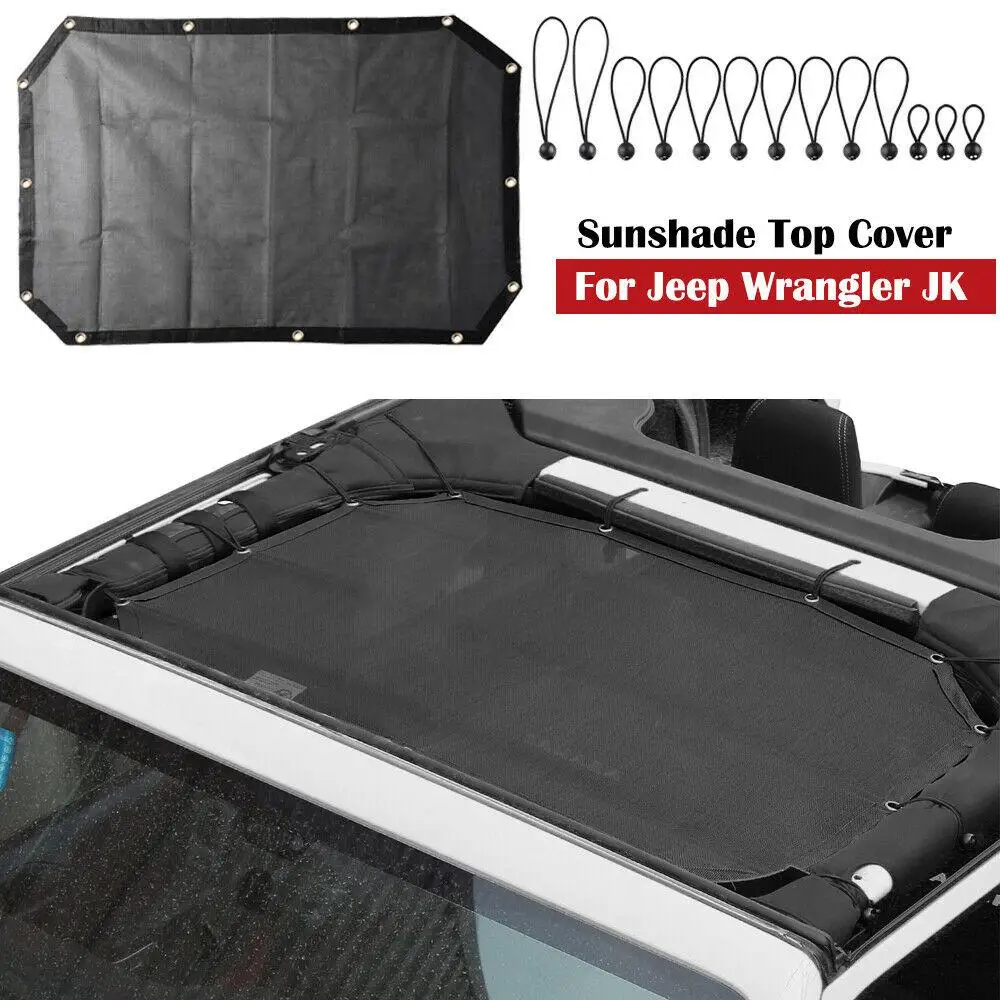 

Car Front Roof Mesh Top Sunshade Cover UV Sun Shade Mesh For Jeep Wrangler 2007-2018 JK 2 Door Dropshipping Car Front Roof Mesh