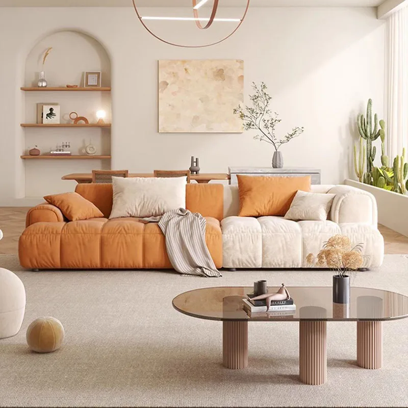 Кремово-белые диваны для гостиной столики макияжа мягкий бархатный пол