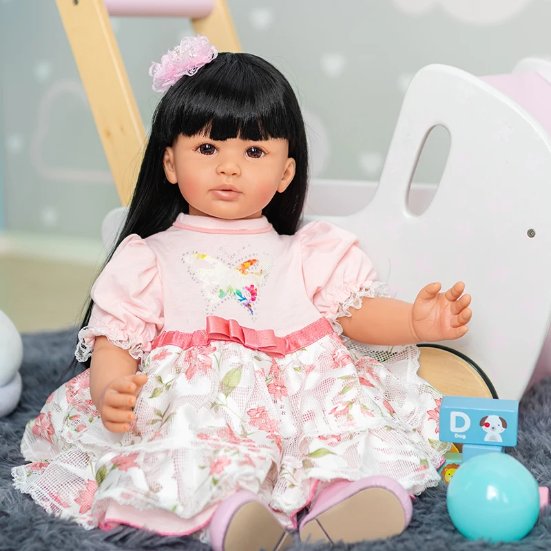 

60CM High Quality Doll Princess Baby Reborn Toddler Pop Girl Doll Soft Hug Body Cute and Realistic Real Baby