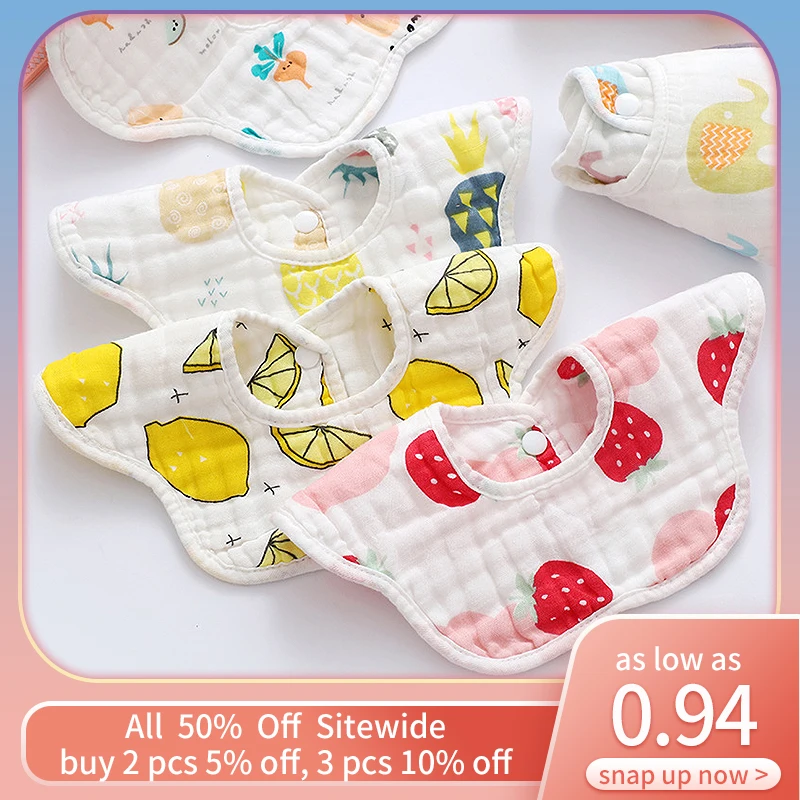 

Cotton Gauze Print Baby Bibs Wave Shape Absorbent Saliva Towel Newborn Burp Cloths for Boy Girl Feeding Bandana Scarf Kids Apron