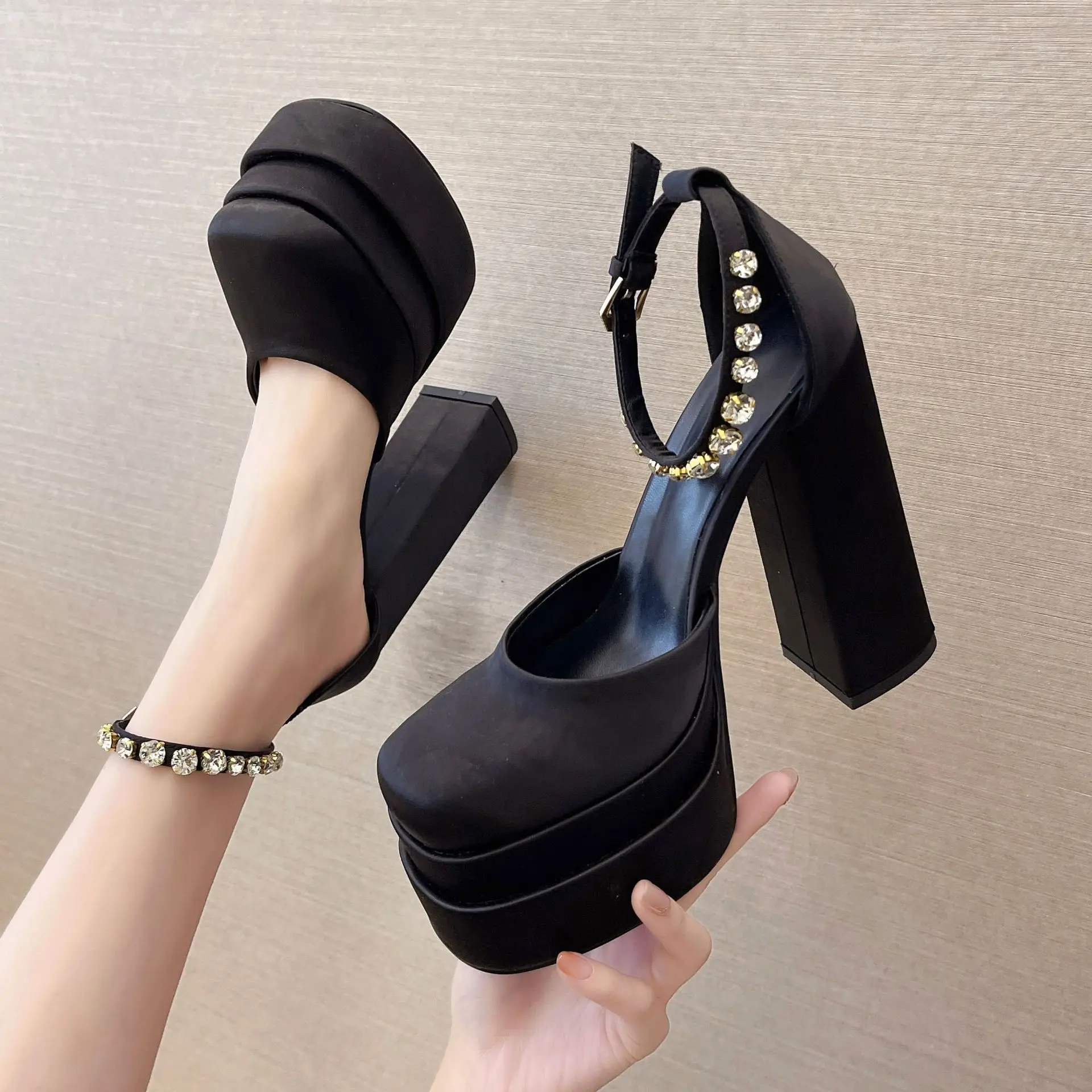 

Women Pumps Retro Mary Janes Chunky Heels Sandals Spring Platform Dress Party Wedding Basic Shoes Chaussure Femme
