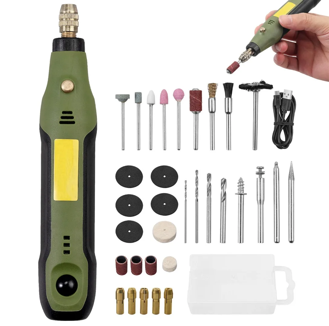 

34pcs Electric Engraving Pen USB Cordless Drill Rotary Tool Cordless Polishing Carving Tool Kit DIY Jewelry Wireless Drill