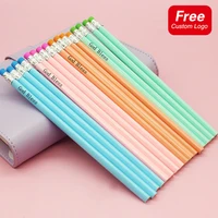 100pcs200pcs makaron rubber wooden pencil free printing logo student drawing writing pencil school stationery children gifts