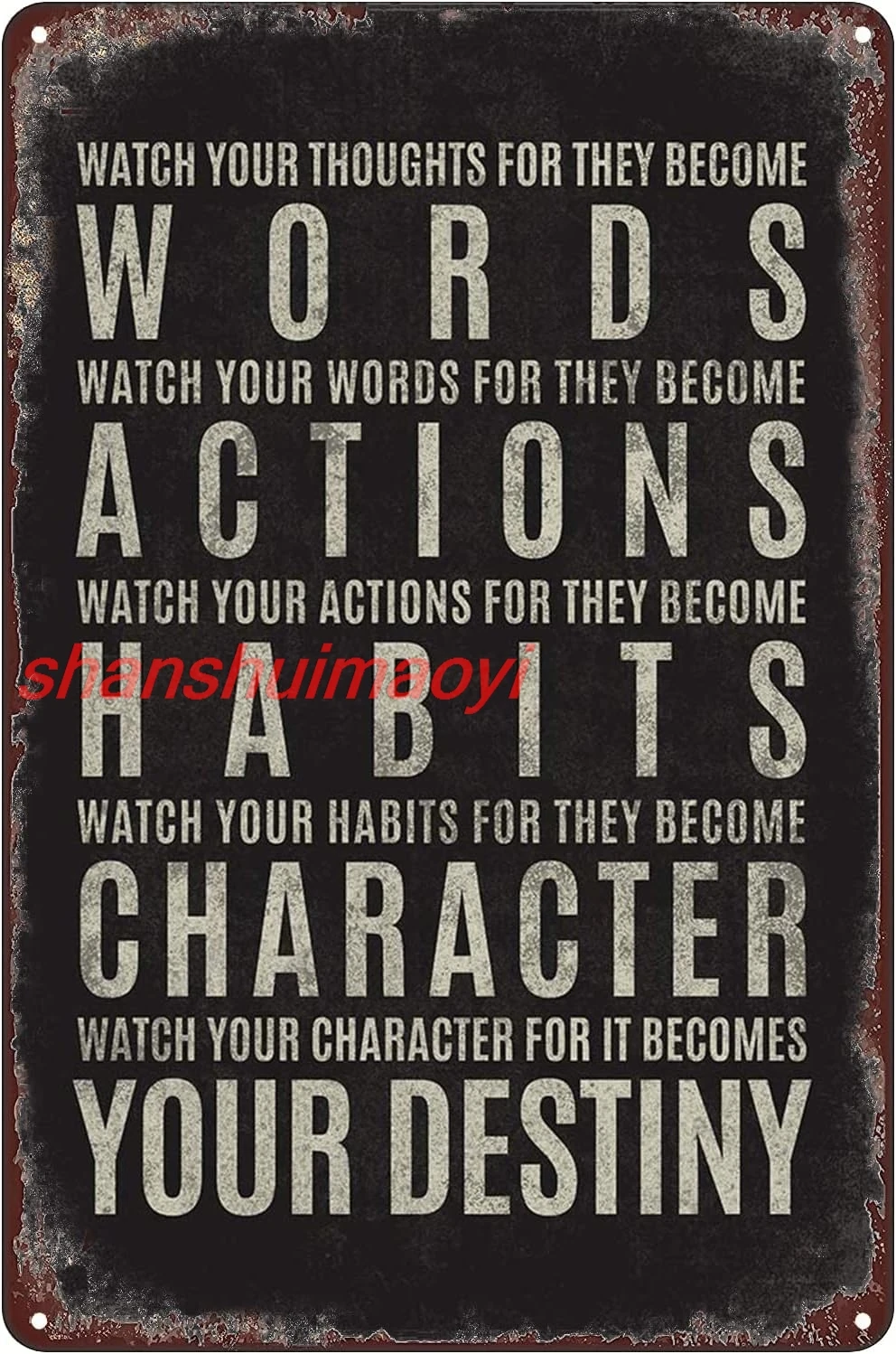 Винтажная металлическая жестяная вывеска - смотрите свои мысли для They Become Word