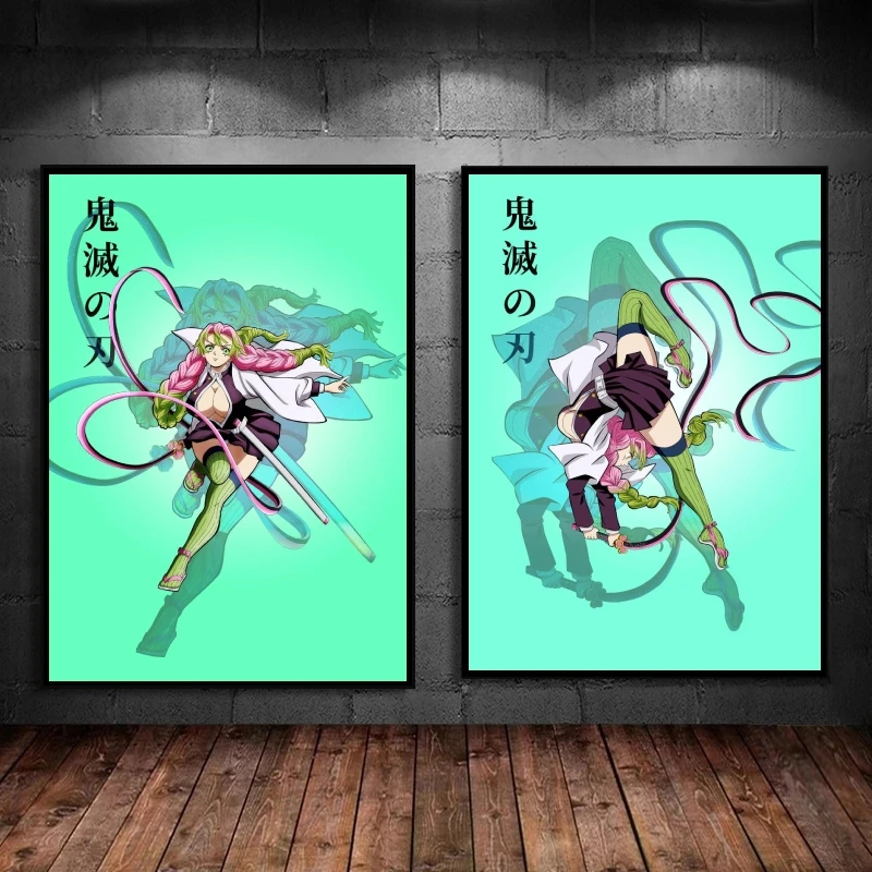 

Canvas Artwork Painting Demon Slayer Kanroji Mitsuri Modular Prints Living Room Modern Home Comics Pictures Friends Gifts