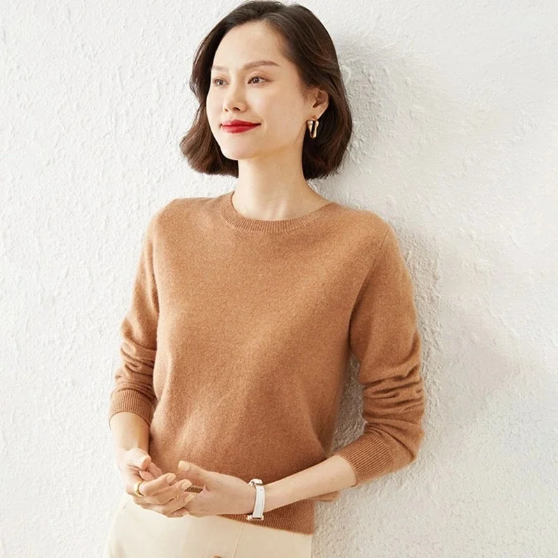 

Women Sweater 2023 Autumn Winter O-neck Solid Pullovers Spring Warm Slim Bottoming Shirt Long Sleeve Casual Pull Femme Jumpers