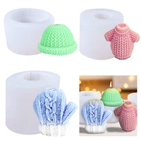 3d knitted wool hat sweater candle mold diy geometric candle making handmade soap resin mold christmas gift craft home decor