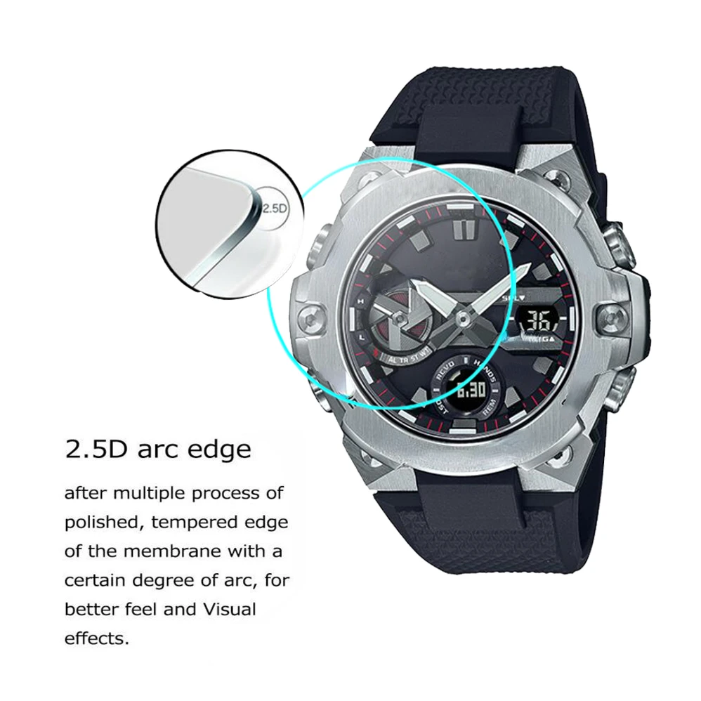 2Pcs HD Clear Screen Protector Film Glass For Casio G-SHOCK GSTB400 GST-B400D GST-B400BD GST-B400 GST-B400AD 2.5D Tempered - купить по
