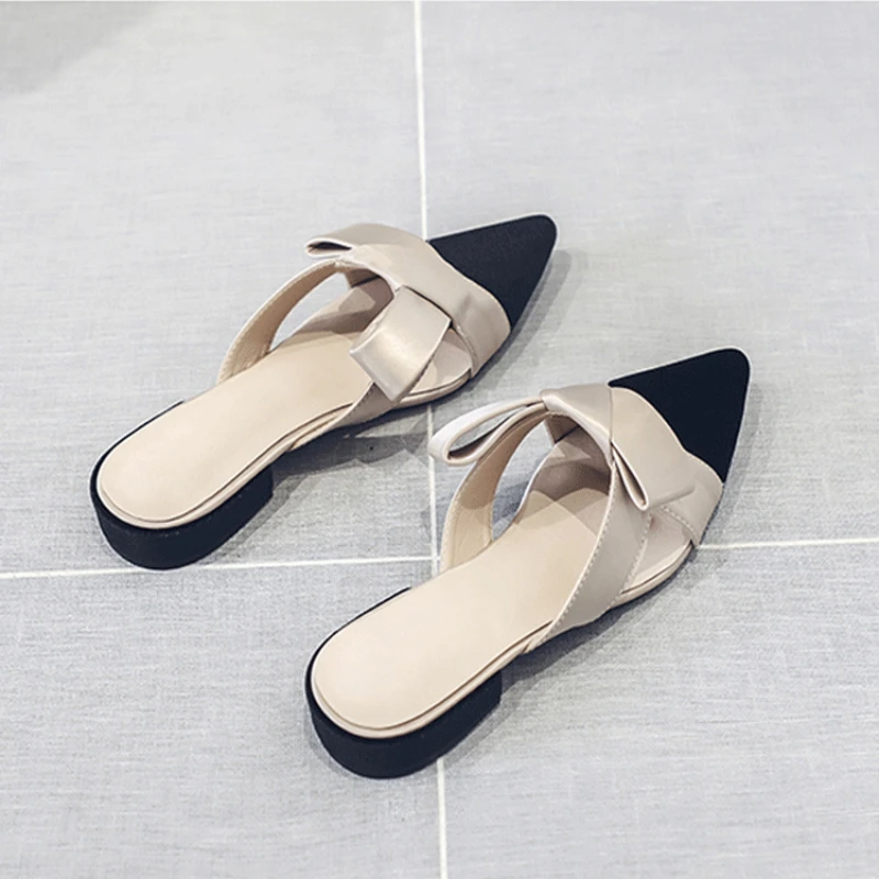 

2022 New Summer Flats Lady Sandals Slippers Mixed Color Slip on Pointed Toe Women Mules Outdoor Slipper Shoes Woman Slides A7-16