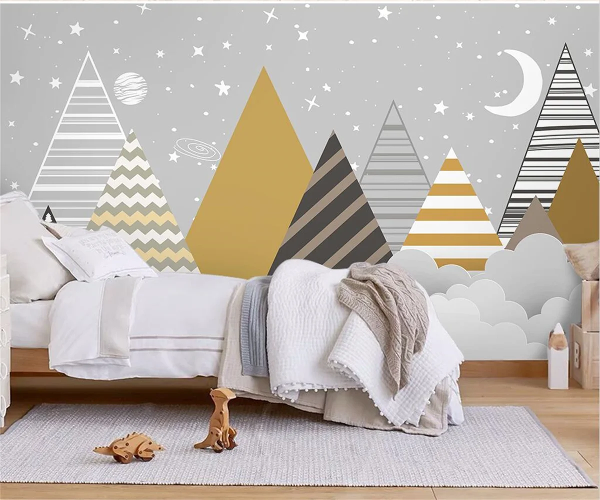 Объемные настенные 3D-обои на заказ с изображением скандинавских геометрических