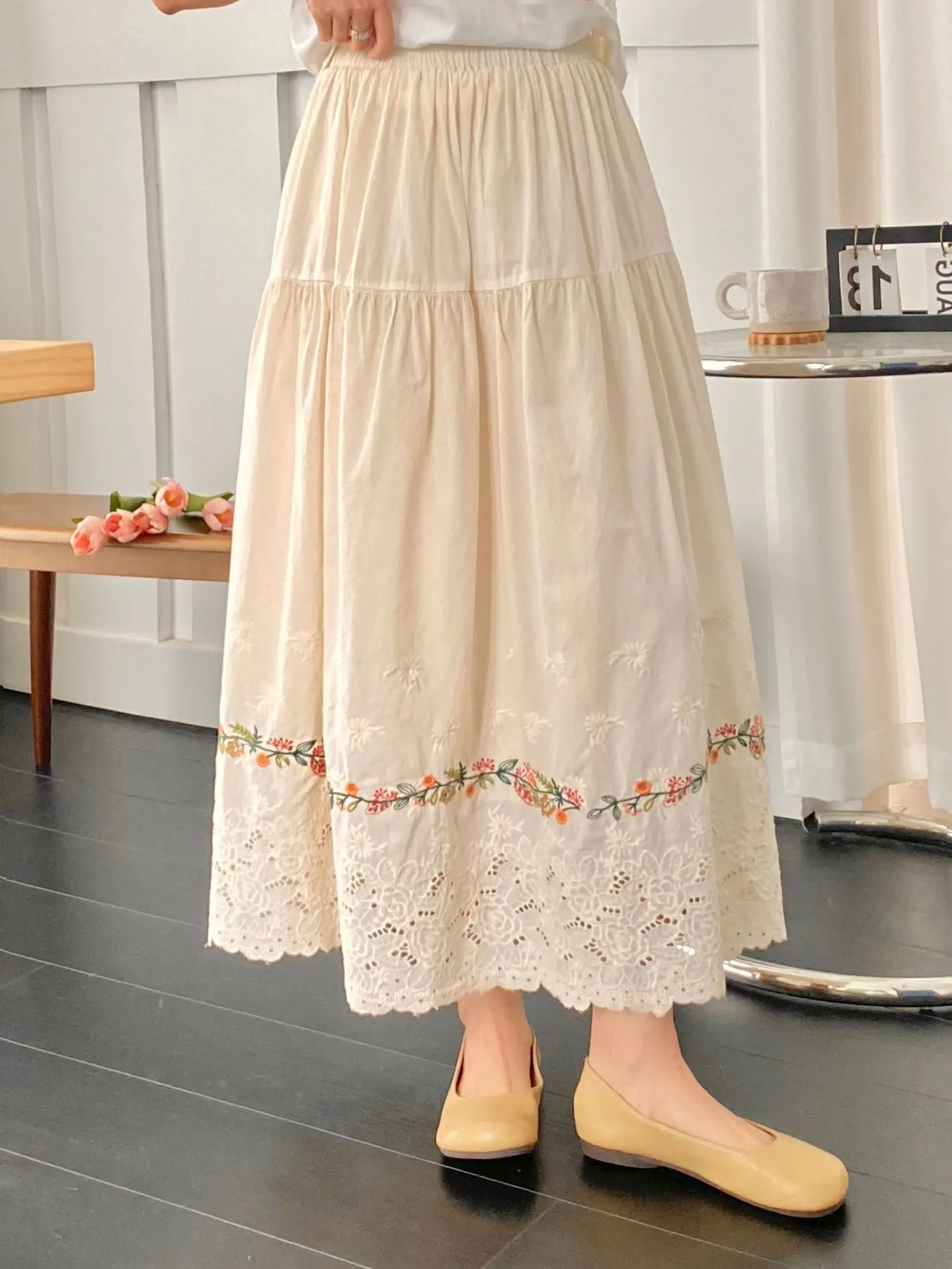 2025 винтажные юбки в стиле бохо для женщин летние хлопковые длинные с эластичной