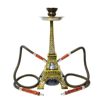 metal paris tower shisha hookah for smoking shisha pipe narguile pipa chicha with 2 hoses bowl charcoal tongs accessories