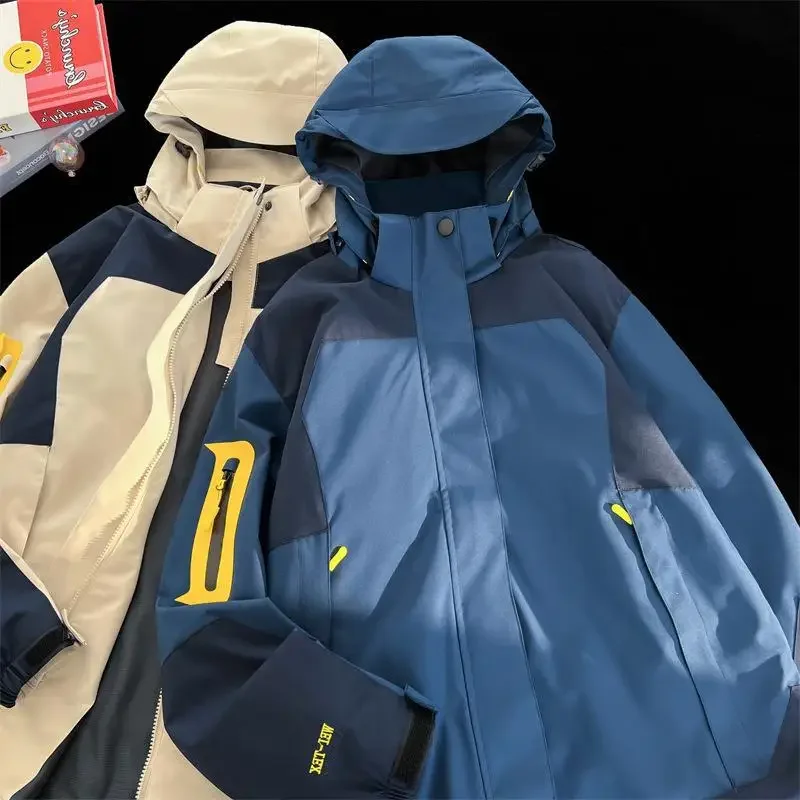 Мужская уличная куртка в американском стиле с цветными блоками весенне-осенняя