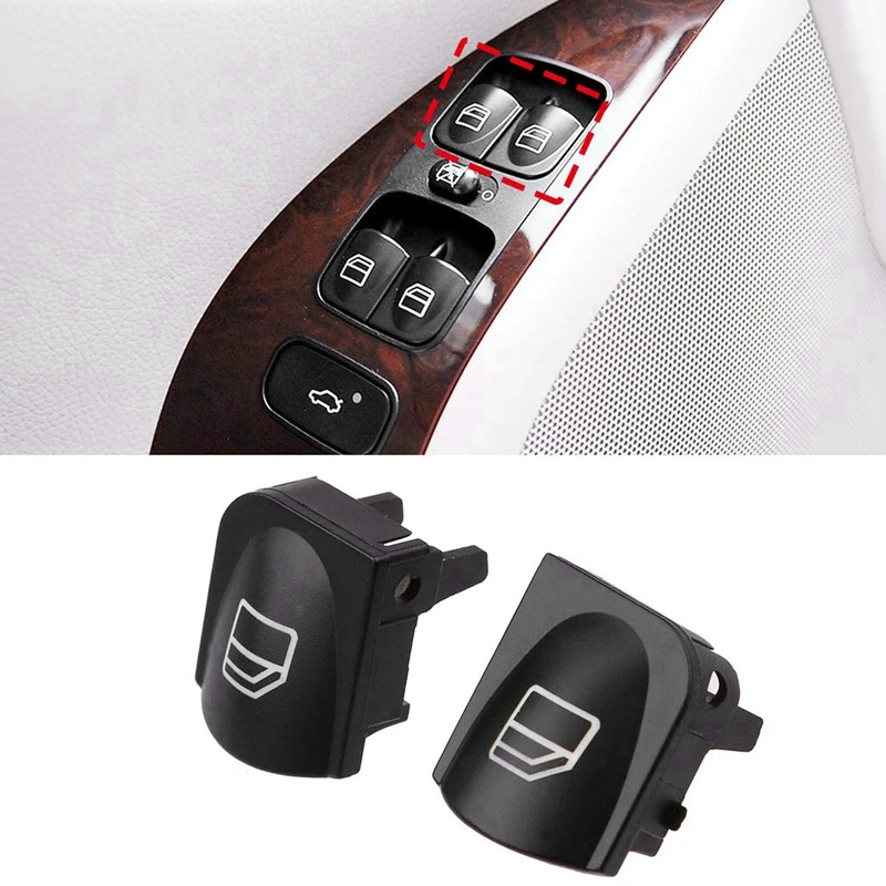 

4X Window Switch Button Covers For Mercedes Benz W203 W208 C Clk Class Front Left+Right Window Switch Repair Button Caps