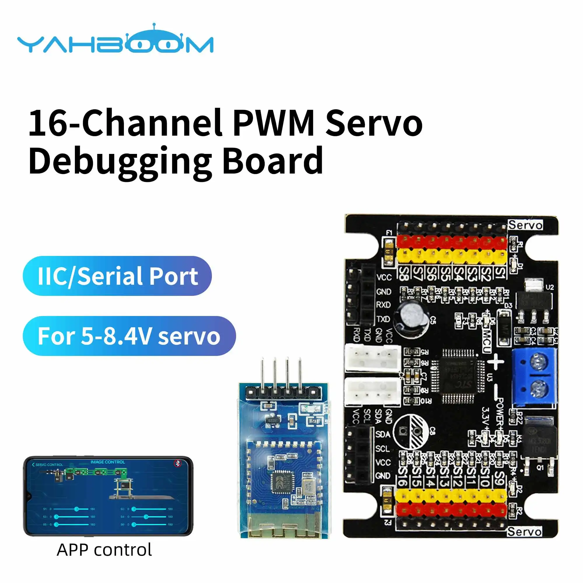 

16 Channel Servo Drive Board PWM PCA9685 IIC Interface for Robotic Arm with Over-Current Protection Raspberry Pi JETSON NANO