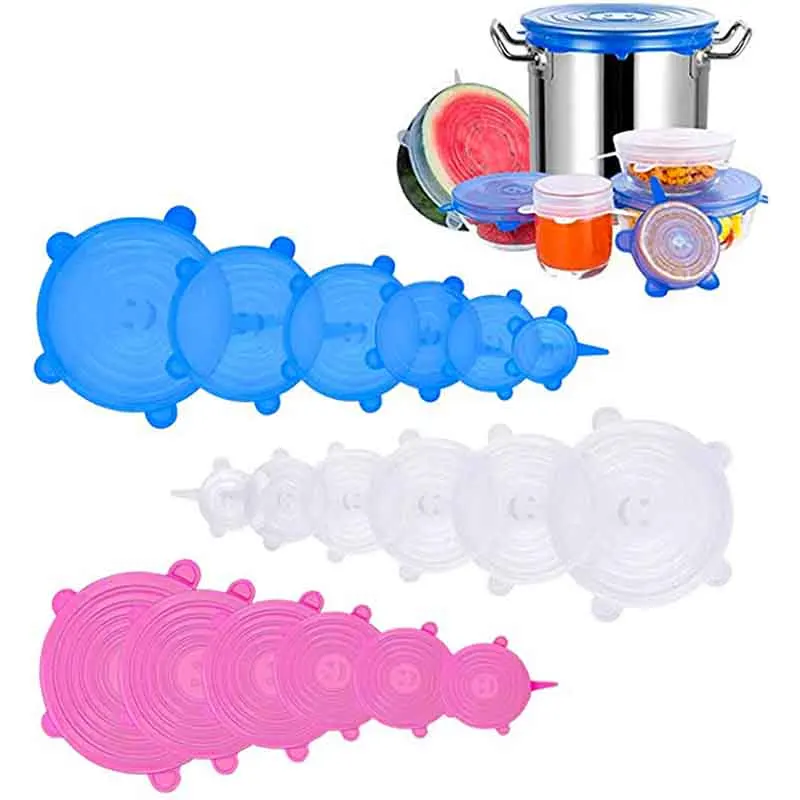 

6PCS Silicone Stretch Lids Reusable Durable Food Storage Covers for Bowl Meet Most Containers Dishwasher Freezer Safe
