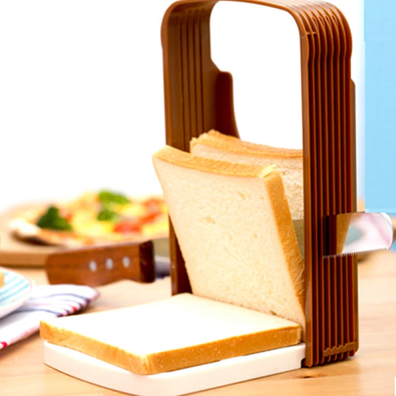 

Toast Bread Slicer Plastic Foldable Loaf Cutter Rack Cutting Guide Practical Bread Cutter Loaf Slicing Tool Kitchen Accessories