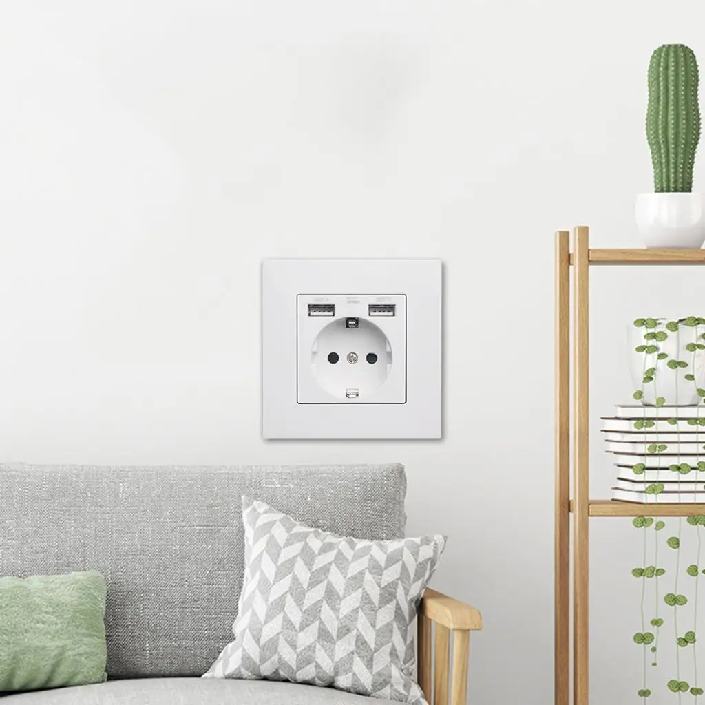 Розетка сетевая USB пластиковая панель 100 ~ 250 В 16 А 86x86 мм