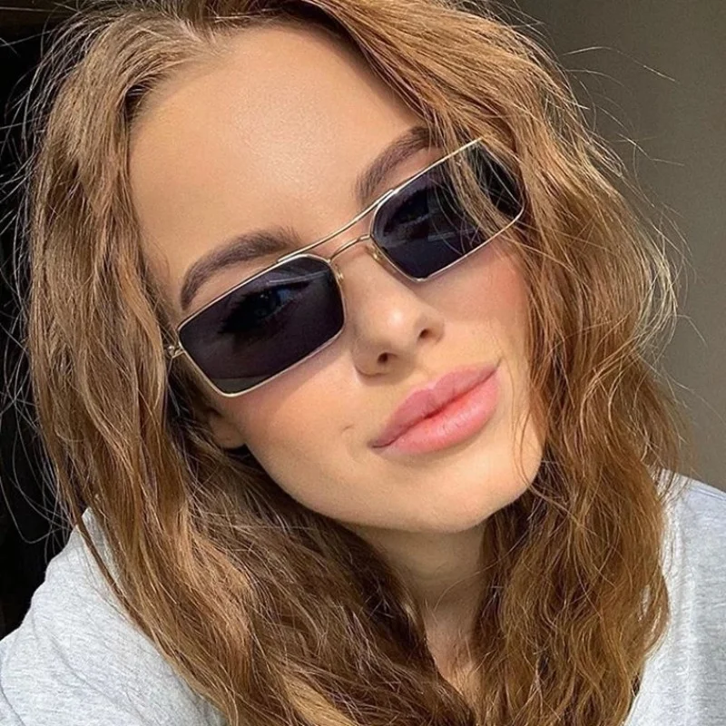 Металлические Квадратные Солнцезащитные очки dyymj, женские солнцезащитные очки в стиле ретро с маленьким братом для женщин/мужчин, металлические панковские очки, винтажные женские солнцезащитные очки
