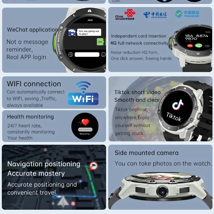 Смарт-часы для мужчин и женщин экран 1 43 дюйма 2 Гб ОЗУ 32 ПЗУ GPS Wi-Fi SIM-карта