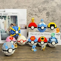 anime pokemon poke ball miniature small particle building blocks assembled adult high difficulty toy pikachu desktop decoration