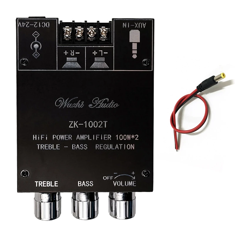 

ZK-1002T Bluetooth Power Amplifier Board TPA3116D2 High-Bass Adjustment BT5.0 Audio Power Amplifier Module