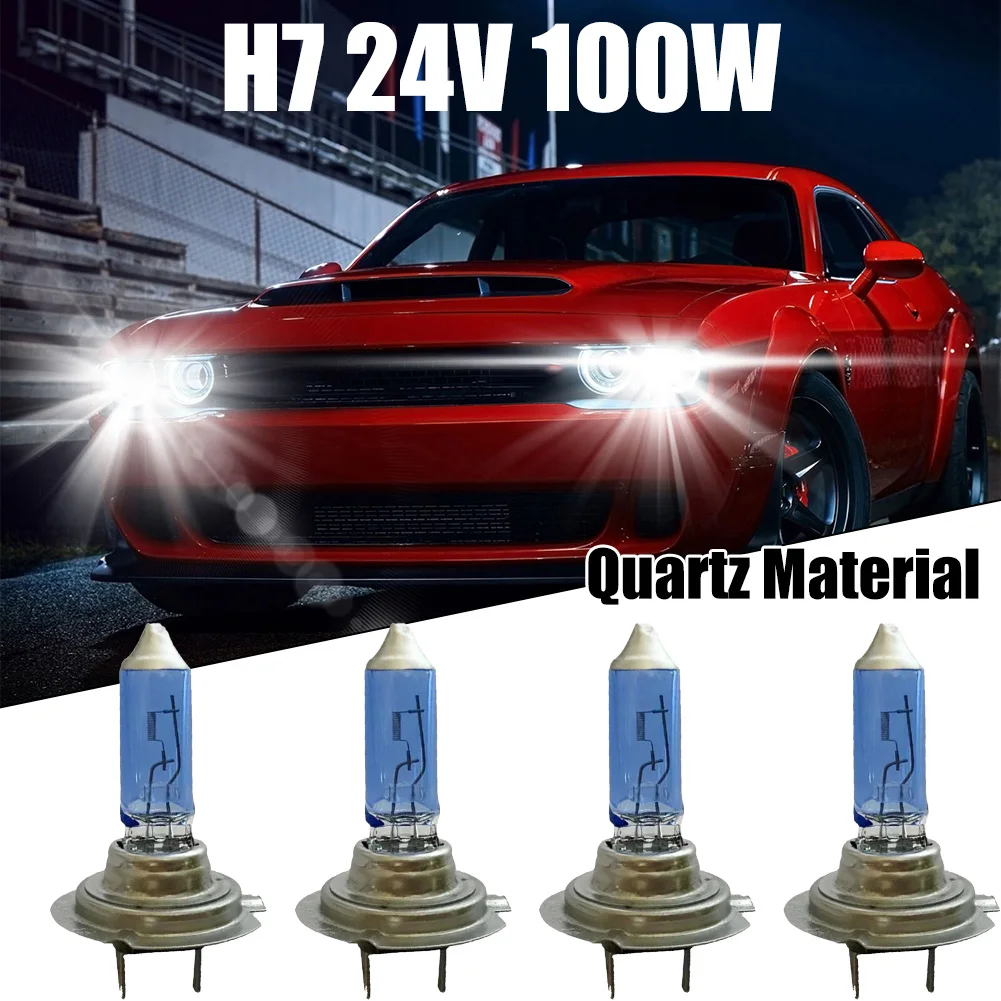 

2022 Brand New H7 Headlight Halogen Lamp Bulb 100W 24V 4pcs Automobile Car Accessories Durable Heallamp Quartz