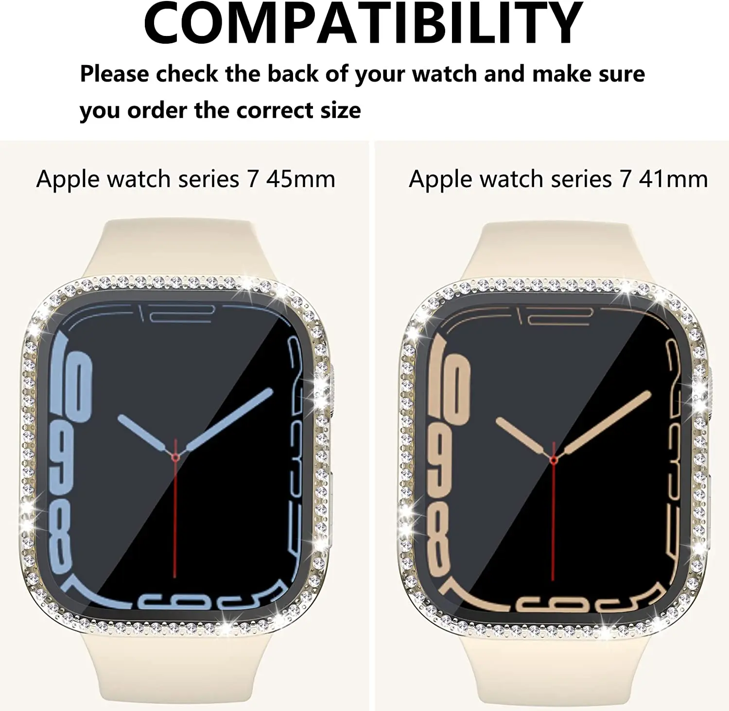 Glass+Watch Cover for Apple Watch 45mm 41mm 40mm 44mm 38mm 42mm Bling Case Diamond Bumper Protector for iwatchSE 8 7 6 5 4 3 2 1
