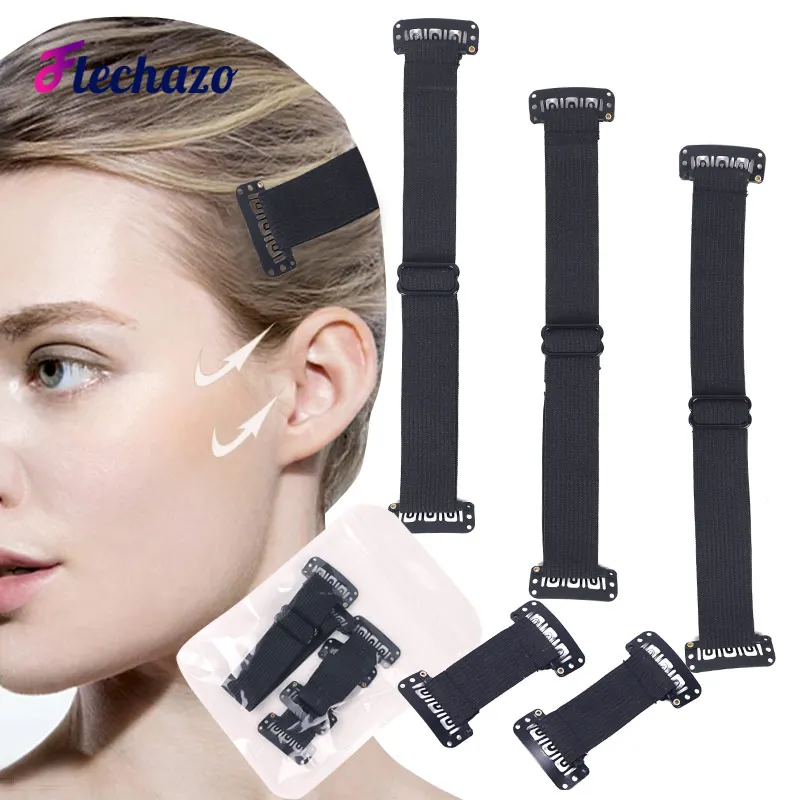 FLECHAZO Face Lift Band with Clips Anti-Wrinkle Stretching Strap For Lift Up Eyes Invisible Elastic Hair Band Stretching Belt