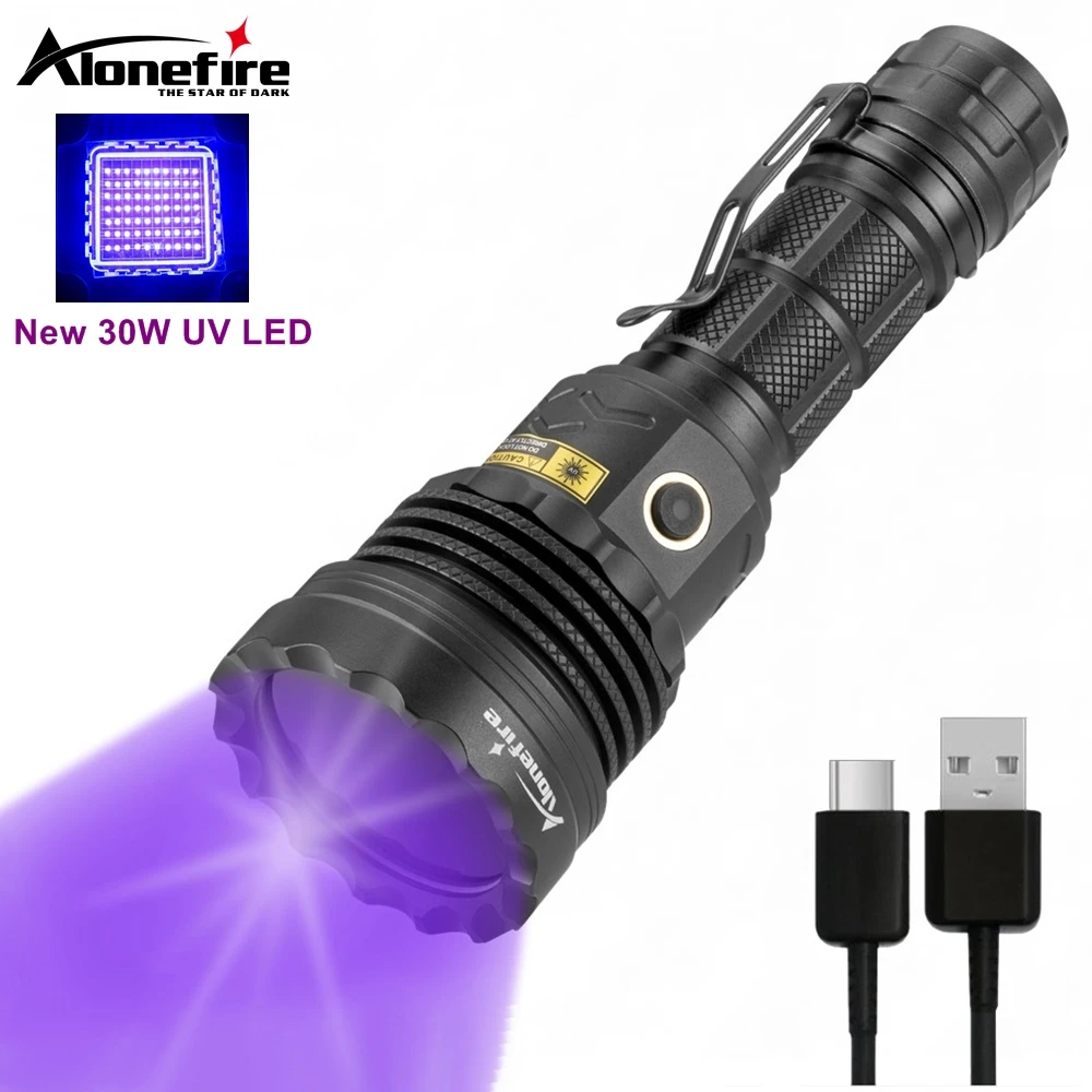 Alonefire SV52 new 30W UV90MIL 365 led UV Flashlight Ultraviolet torch for Urine Detector Cat Pet Stains Scorpion Ore Detector