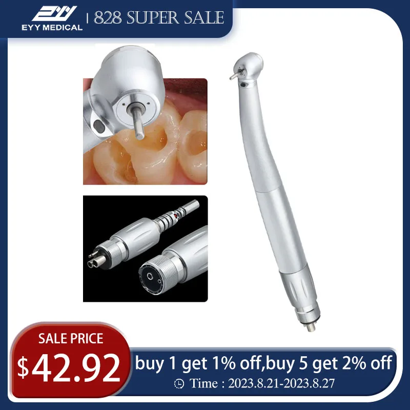 EYY KAVO Dental High Speed Handpiece with LED Quick Coupling 2/4 Hole Fiber Optic Handpiece 3 Water Spray Turbine Tip Dentistry