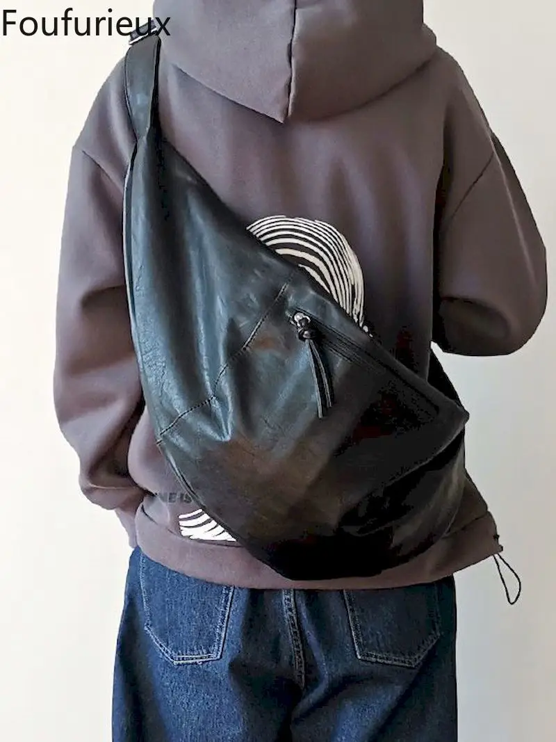 

Модная мужская сумка через плечо foufurious, индивидуальная Повседневная сумка-мессенджер, вместительная сумка пельменей, корейская мода, сумка...