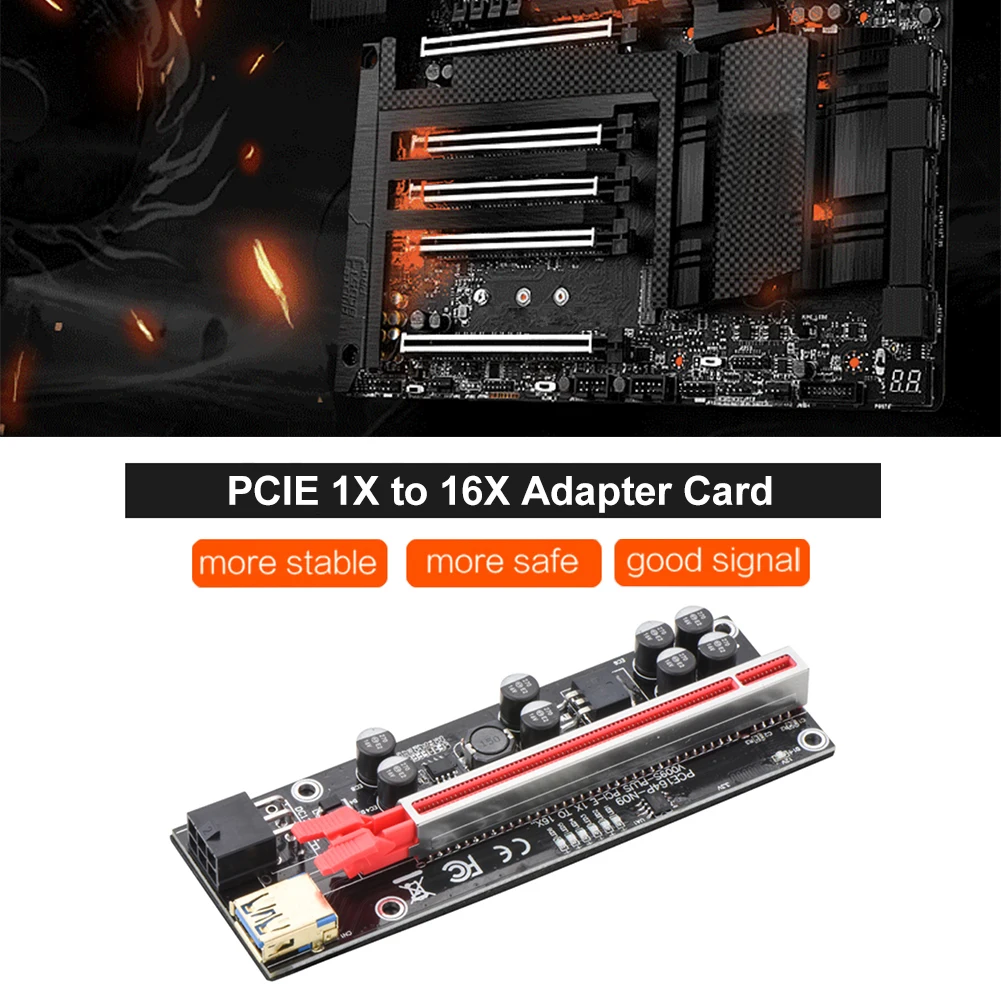 

VER010S Plus USB 3,0 PCIE Райзер-карта PCI Express 1X до 16X удлинитель PCIe адаптер SATA 15 контактов на 6 контактов питания для видеокарты