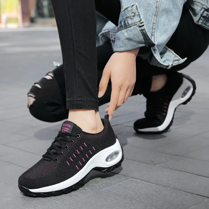 Womens Casual Outdoor Walking Jogging Shoes Shock Absorption Breathable Air Cushion Sports Shoes