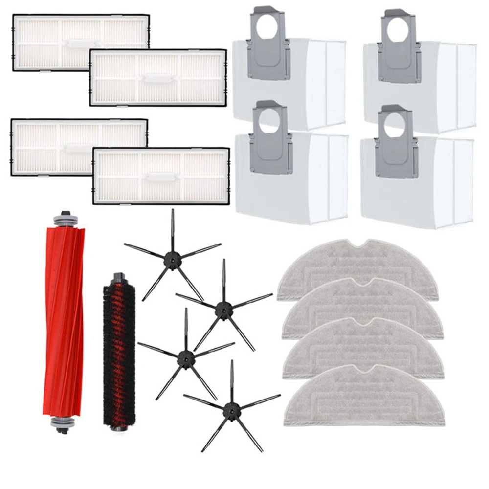 

2* Brush Roller 4* Side Brush 4* HEPA Filter screen 4* Dust Bag 4* Mop Cloth for Roborock G10S/ G10S PRO 18pcs Cleaning Kits