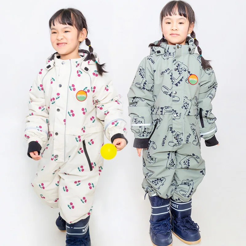 

2022 водонепроницаемый детский лыжный комбинезон с капюшоном, теплый Снежный костюм для девочек и мальчиков, Горный Детский костюм для сноуборда, спортивная одежда для малышей