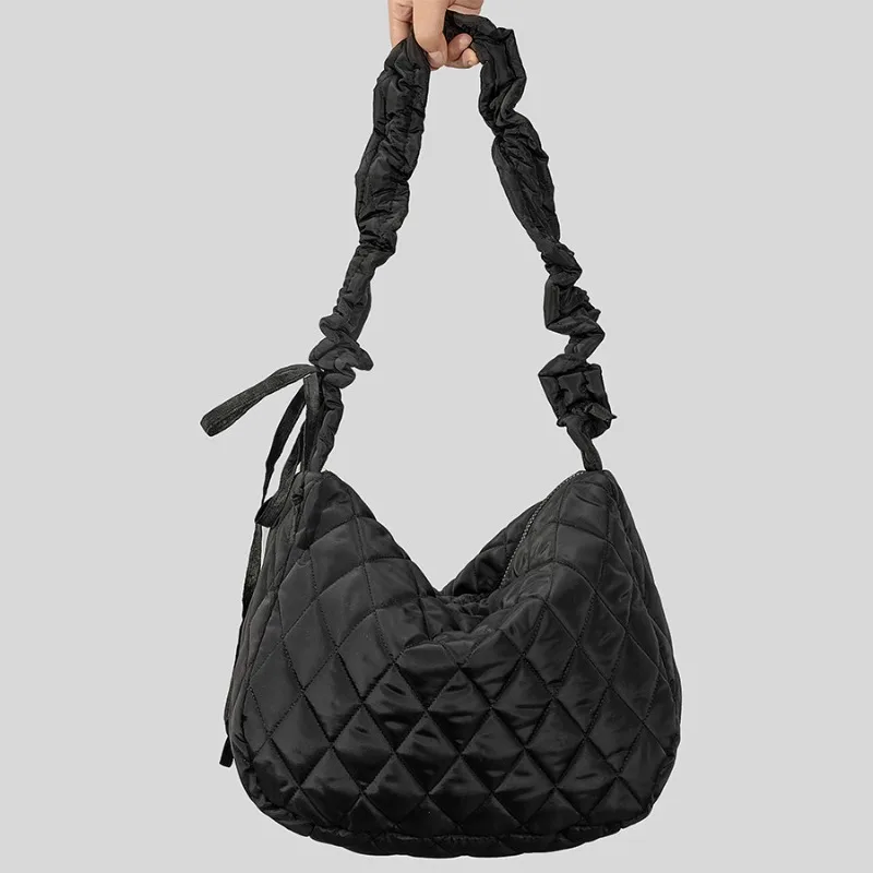 

Вместительные нейлоновые сумки через плечо, новинка 2023, женская сумка через плечо с плиссированным шнурком, простая универсальная сумка в стиле облака для поездок