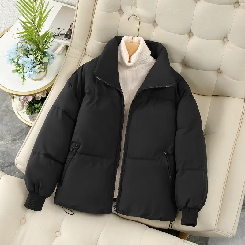 Thin Light Down Cotton Coats Parkas Loose Short Stand Collar Fashion Warm Autumn Winter Jacket Women 2022 Female Clothing Padded