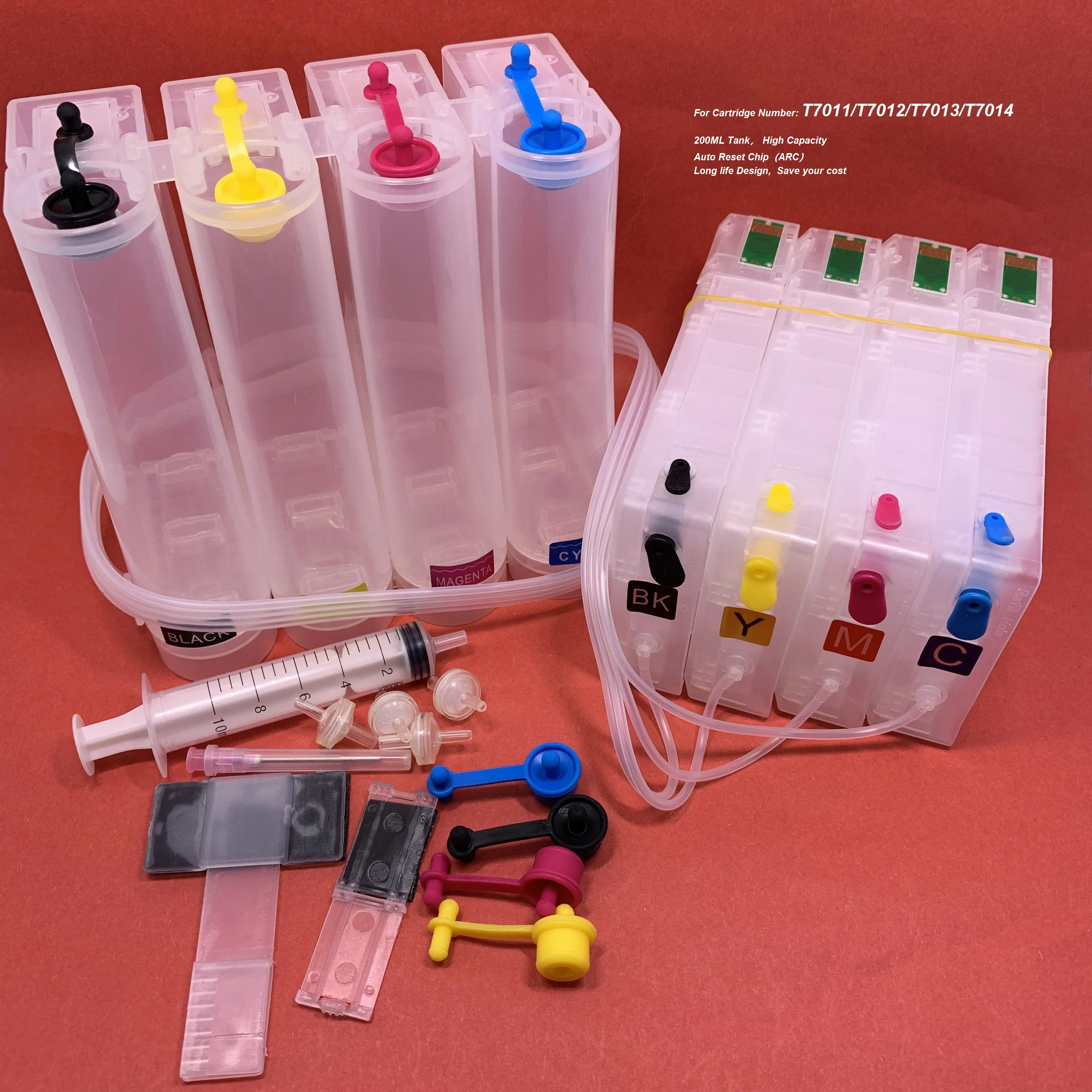 Картридж с чернилами CISS Tank 200ML T7011 T7012 T7013 T7014