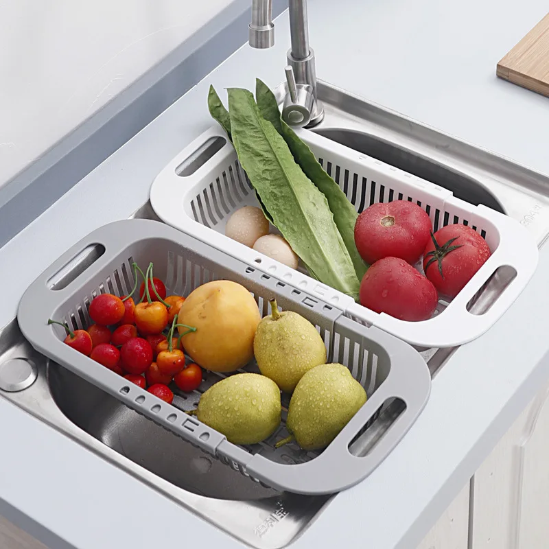 

Kitchen Retractable Sink Drain Rack Drain Basket Multi-functional Plastic Dish Rack Wash Basin Filter Basket Kitchen Rack Items