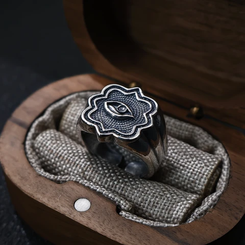 LENNIK Ретро кольцо из меди для мужчин серебристого цвета