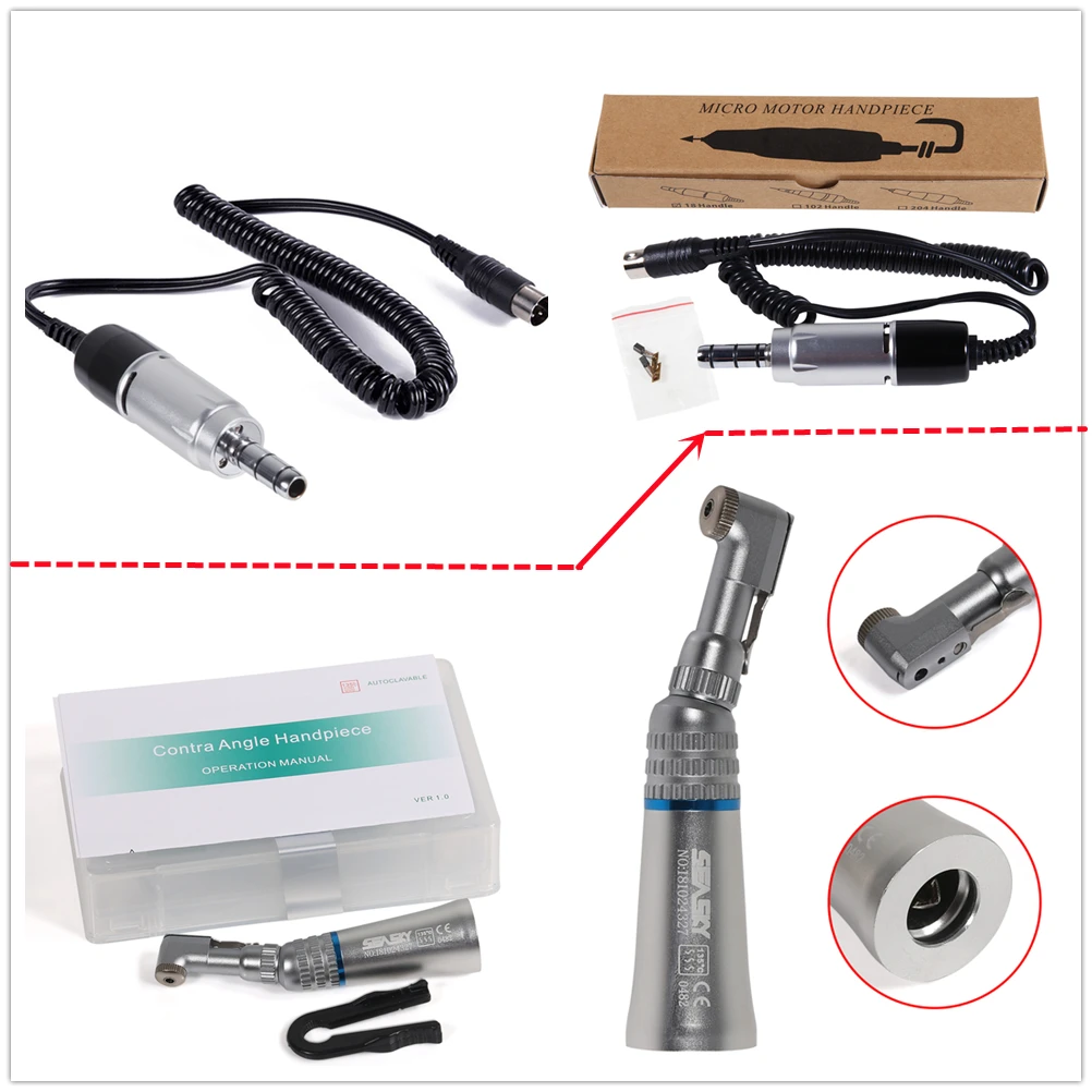 

Dental Lab Electric Micromotor motor 35000 35K rpm+Contra Angle handpiece Latch Head Fit Marathon Polishing E-type Free shipping