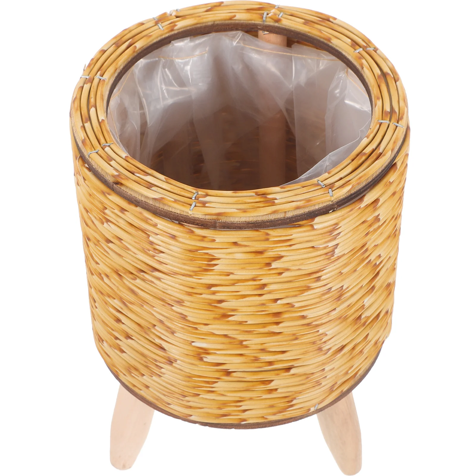 

Simple Flowerpot Household Reliable Green Holder Woven Basket Wooden Home Supplies Potted Stand Planter Base