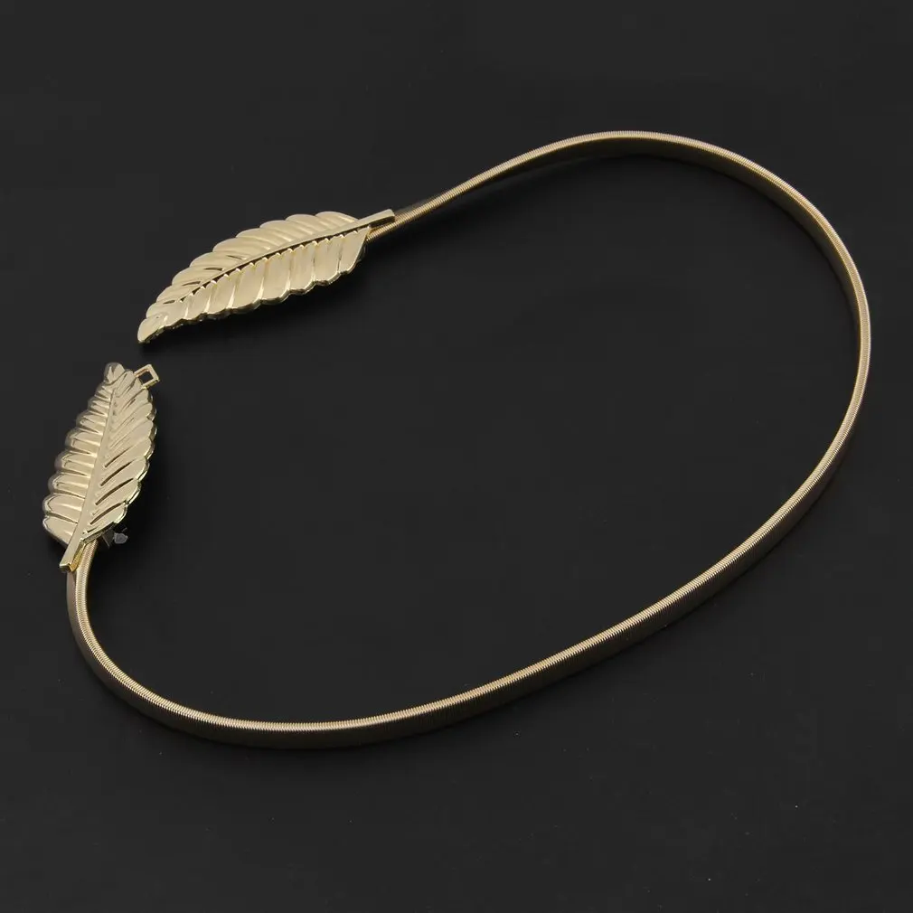 Винтажный женский ремень с застежкой в форме листа эластичный металлический