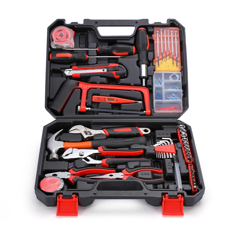 GPWKE 108 Pieces Household Tool kit Hand Tool Set with Hammer Plier Screwdriver Set Socket Kit with Carrying Tool Box